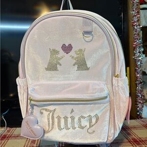 Juicy Couture Light Pink Kids Velvet Backpack
